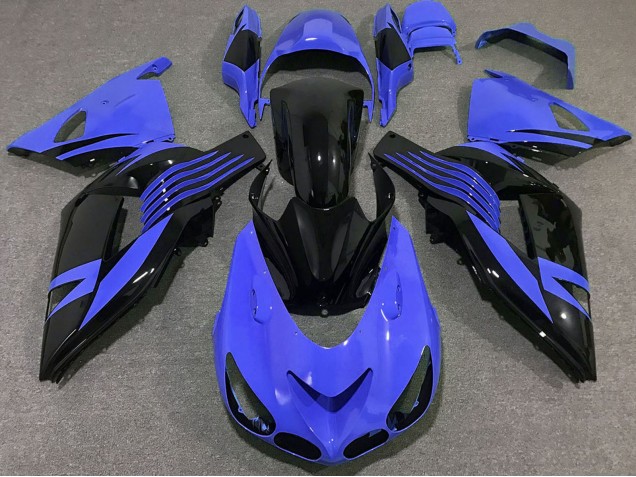 Carénages Moto Kawasaki ZX14R 2006-2011 - Bleu Noir Brillant
