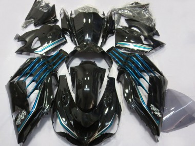Achat Carénages Moto Kawasaki ZX14R ZZR1400 2012-2024 - Noir Brillant Bleu Clair