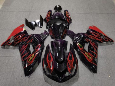 Achat Carénages Moto Kawasaki ZX14R 2006-2011 - Noir Brillant Rouge Flamme Or Ninja