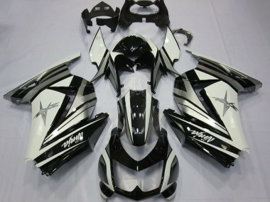 Achat Carénages Moto Kawasaki Ninja 250 2008-2012 - Blanc Argent Étoile Noir Brillant