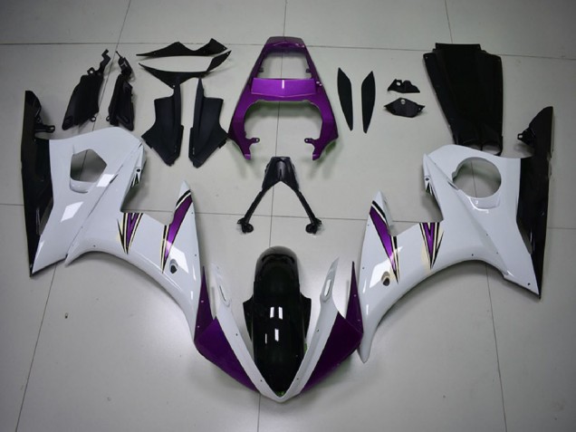 Carénages Moto Yamaha R6 2003-2004 - Blanc Violet Noir Brillant