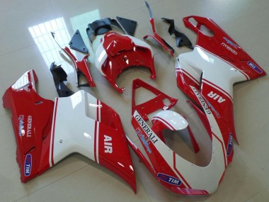Achat Carénages Moto Ducati 848 1098 1198 2007-2014 - Rouge Blanc Air Generali Tim