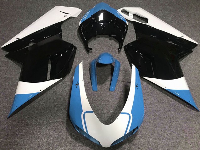 Carénages Moto Ducati 848 1098 1198 2007-2014 - Blanc Bleu Noir Brillant