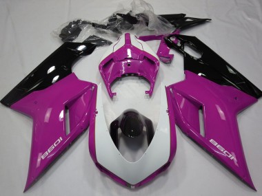 Achat Carénages Moto Ducati 1098 2007-2014 - Rose Blanc Noir Brillant