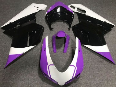 Achat Carénages Moto Ducati 848 1098 1198 2007-2014 - Blanc Violet Noir Brillant