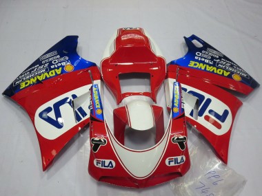 Achat Carénages Moto Ducati 748 916 996 998 1993-2005 - Blanc Rouge Bleu Fila