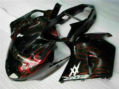 Achat Carénage Moto ABS Honda CBR1100XX Blackbird 1996-2007 - Noir Brillant Rouge Flamme