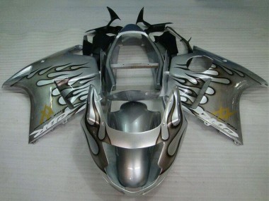 Achat Carénage Moto Honda CBR1100XX Blackbird 1996-2007 - Argent Noir Flamme