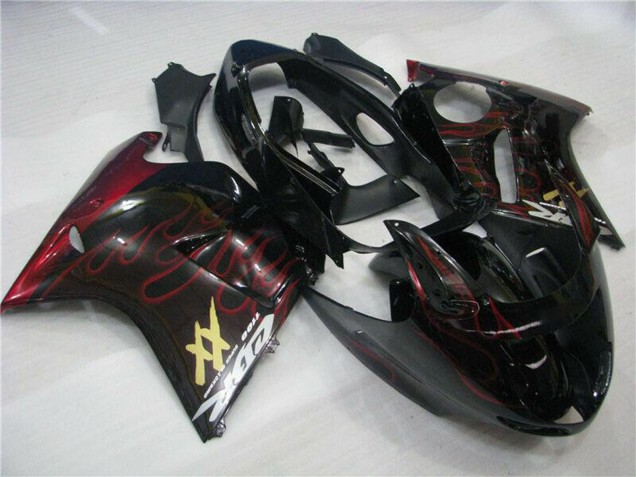 Carénages Moto ABS Honda CBR1100XX Blackbird 1996-2007 - Noir Brillant Rouge Flamme