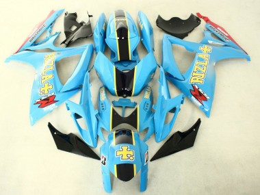 Achat Carénages Moto Suzuki GSXR 600/750 2006-2007 - Bleu Clair Noir Jaune Rizla