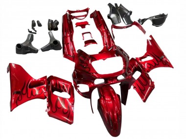 Achat Carénages Moto Kawasaki ZZR600 1998-2003 - Rouge Noir Flamme