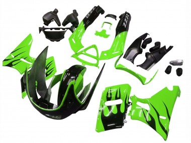 Achat Carénages Moto Kawasaki ZZR600 1998-2003 - Vert Noir Brillant Flamme