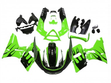 Achat Carénages Moto Kawasaki ZZR600 1998-2003 - Vert Noir Brillant Flamme