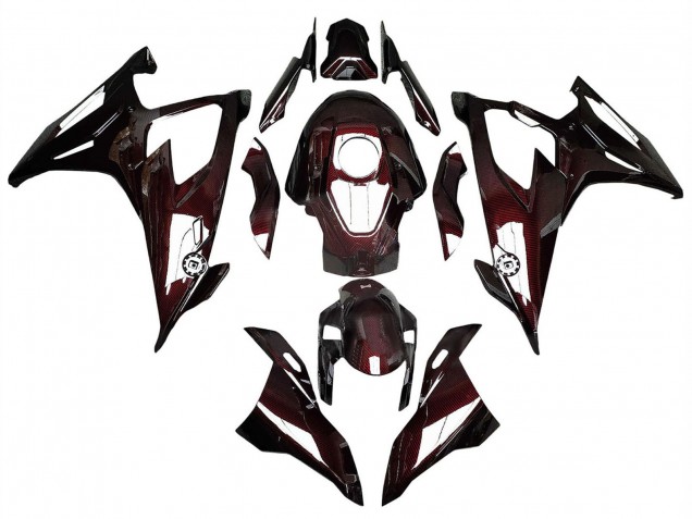 Carénages Moto BMW S1000RR 2019-2022 - Rouge Foncé Fibre de Carbone
