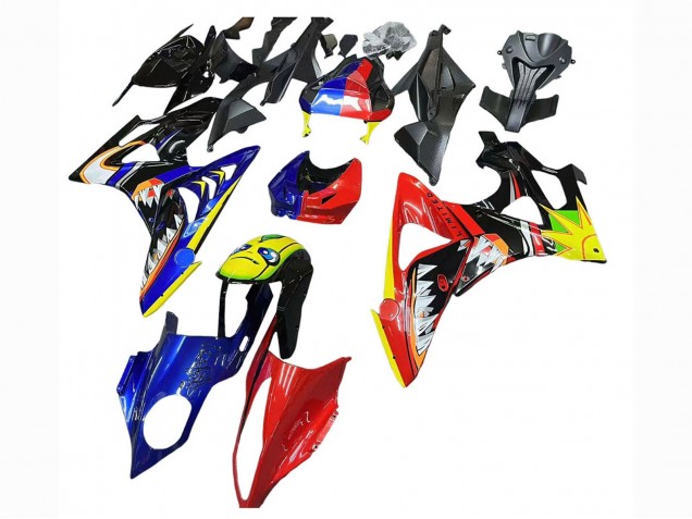 Carénages Moto BMW S1000RR 2009-2014 - Rouge Bleu Jaune Requin