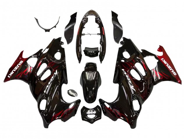 Carénages Moto Suzuki GSX600F/GSX750F 2004-2006 - Noir Brillant Rouge Flamme