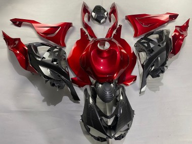 Achat Carénages Moto Kawasaki ZX6R 2023-2025 - Rouge Fibre de Carbone