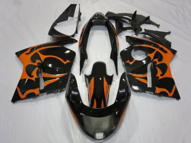 Achat Carénages Moto Honda CBR1100XX Blackbird 1996-2007 - Noir Brillant Orange Flamme