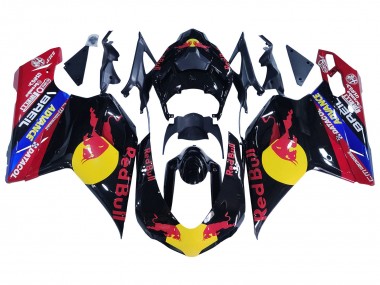 Achat Carénages Moto Ducati 848/1098/1198 2007-2014 - Noir Brillant Jaune Bleu Red Bull
