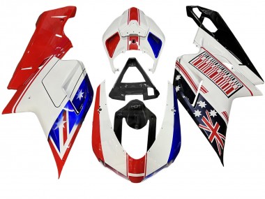 Achat Carénages Moto Ducati 848/1098/1198 2007-2014 - Blanc Rouge Bleu Noir Brillant