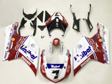 Achat Carénages Moto Ducati 848/1098/1198 2007-2014 - Blanc Rouge Bleu Unibat 7