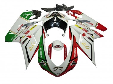 Achat Carénages Moto Ducati 848/1098/1198 2007-2014 - Blanc Rouge Vert Accossato