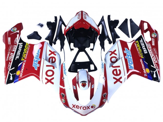 Carénages Moto Ducati 848/1098/1198 2007-2014 - Blanc Rouge Noir Brillant Valsir Xerox