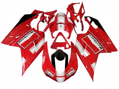 Achat Carénages Moto Ducati 848/1098/1198 2007-2014 - Blanc Rouge Noir Brillant Marlboro