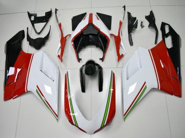 Achat Carénages Moto Ducati 848/1098/1198 2007-2014 - Blanc Rouge Vert Noir Brillant