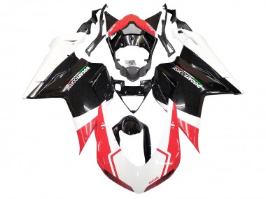 Achat Carénages Moto Ducati 848/1098/1198 2007-2014 - Blanc Rouge Noir Brillant