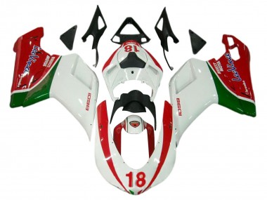 Achat Carénages Moto Ducati 848/1098/1198 2007-2014 - Blanc Rouge Vert 18