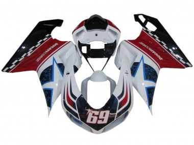Achat Carénages Moto Ducati 848/1098/1198 2007-2014 - Blanc Rouge Bleu Noir Brillant Corse 69