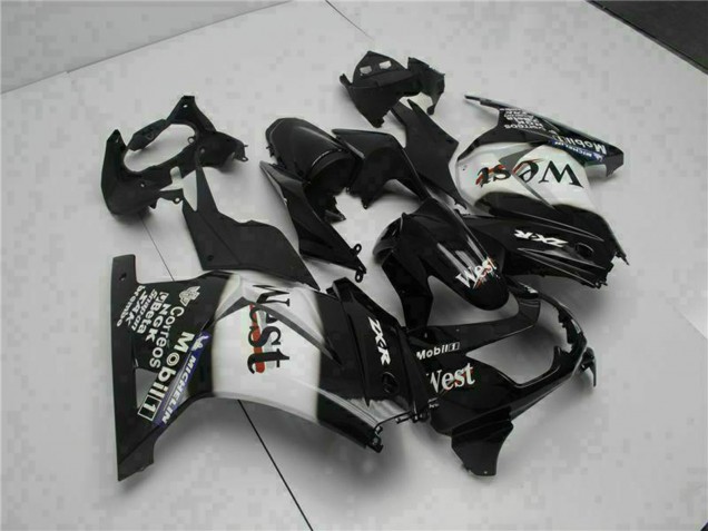 Carénages Moto Kawasaki EX250 2008-2012 - Noir Brillant Blanc West