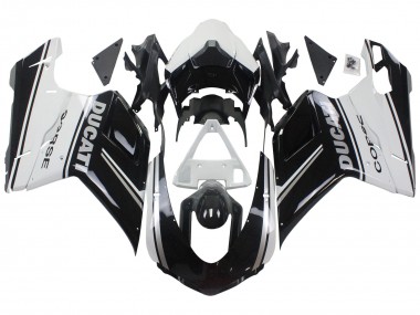 Achat Carénages Moto Ducati 848/1098/1198 2007-2014 - Blanc Noir Brillant Corse