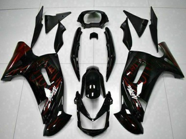 Achat Carénages Moto Kawasaki EX650 2006-2008 - Noir Brillant Rouge Flamme