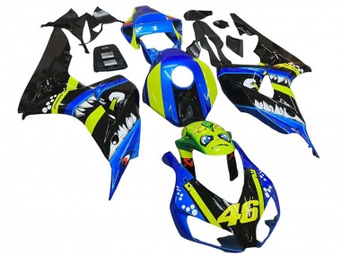 Achat Carénages Moto Honda CBR1000RR 2006-2007 - Bleu Fluorescent Vert Noir Brillant Requin 46