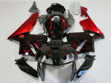 Achat Carénage Moto Honda CBR600RR 2005-2006 - Noir Brillant Rouge Flamme