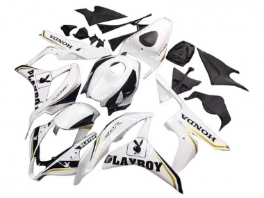 Achat Carénage Moto Honda CBR600RR 2007-2008 - Blanc Or Noir Brillant Playboy