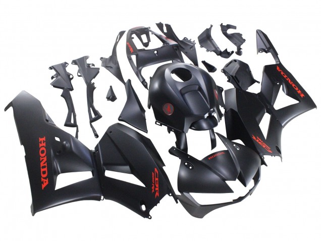 Carénages Moto Honda CBR600RR 2013-2023 - Noir Mat Rouge Décalque
