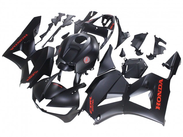 Carénages Moto Honda CBR600RR 2013-2023 - Noir Mat Rouge Décalque