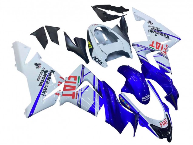 Carénages Moto Kawasaki ZX10R 2004-2005 - Bleu Brillant Blanc Fiat Motul