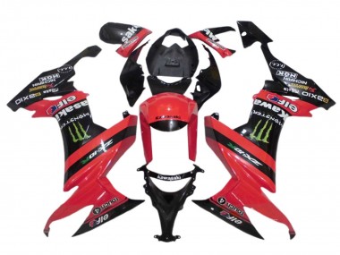 Achat Carénages Moto Kawasaki ZX10R 2008-2010 - Rouge Noir Vert Monstre Elf 27