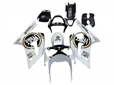 Achat Carénages Moto Kawasaki ZX6R 2003-2004 - Blanc Noir Motul Lucky Strike