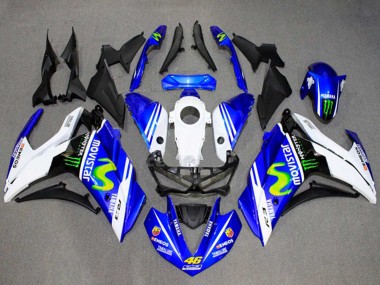 Achat Carénages Moto Yamaha YZF R3/R25 2015-2018 - Blanc Bleu Vert MoviStar Monstre