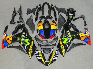 Achat Carénages Moto Yamaha YZF R3/R25 2015-2018 - Noir Brillant Jaune Blanc Bleu ENEOS Monstre MoviStar Roue Chromatique