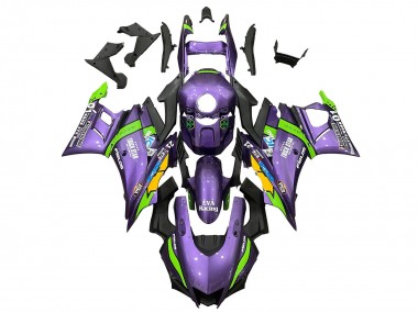 Achat Carénages Moto Yamaha YZF R3/R25 2019-2021 - Violet Vert Blanc EVA Courses