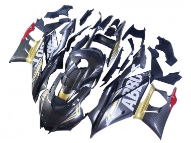 Achat Carénages Moto Yamaha YZF R3/R25 2022-2024 - Noir Fibre de Carbone Style Or Rouge ABBOT