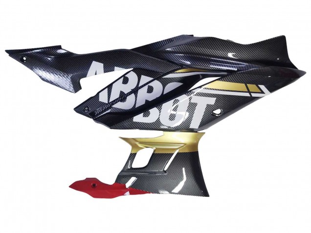 Carénages Moto Yamaha YZF R3/R25 2022-2024 - Noir Fibre de Carbone Style Or Rouge ABBOT
