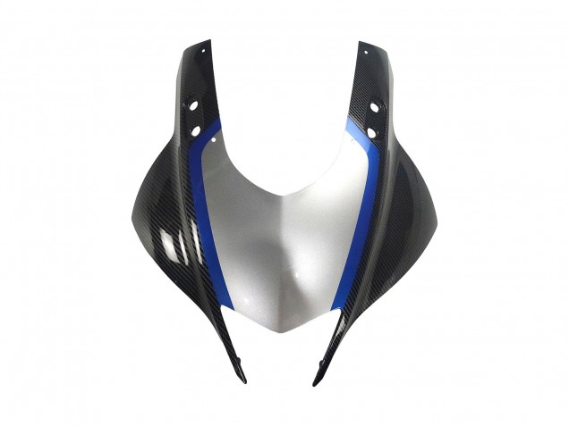 Carénages Moto Yamaha YZF R3/R25 2022-2024 - Noir Fibre de Carbone Style Argent Bleu