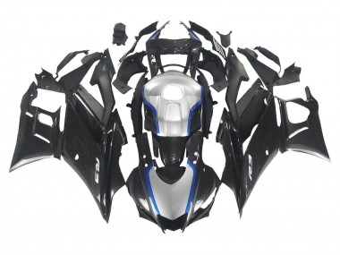 Achat Carénages Moto Yamaha YZF R3/R25 2022-2024 - Noir Fibre de Carbone Style Argent Bleu